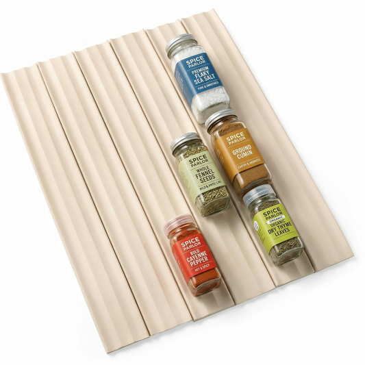 Orixentacosh® Adjustable Spice Drawer Liner, 10ft Roll, Cut-to-Fit Drawer Insert for Spice Bottle Organization