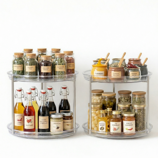 Orixentacosh® 2-Tier Rotating Organizer, 9-Inch Turntable Storage Rack for Kitchen and Home